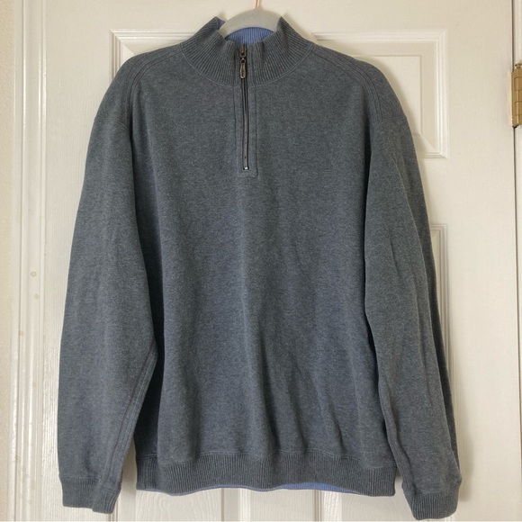 Tommy Bahama Other - Tommy Bahama Sweater Men's Gray/Blue Quarter Zip Long Sleeve Reversible Pullover